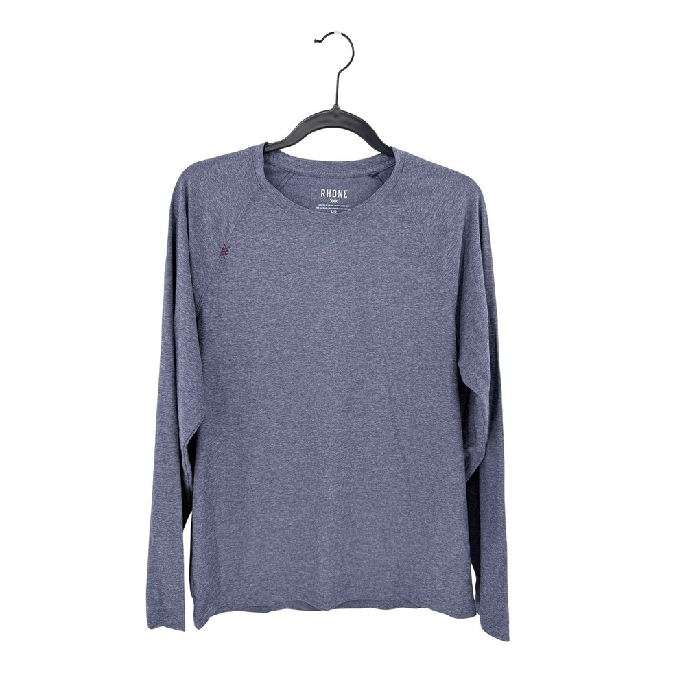 Rhone Reign Long Sleeve Shirt Mens Large Heather Navy Blue‎ Raglan Training Tee